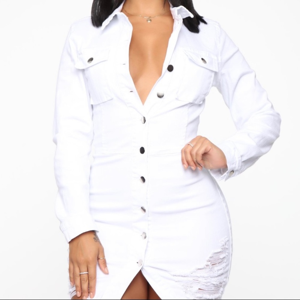 White Denim Jean Dress (distressed)